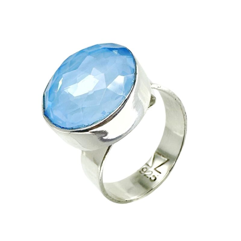 Anillo ajustable Roun stone sky ignite con plat... image number null