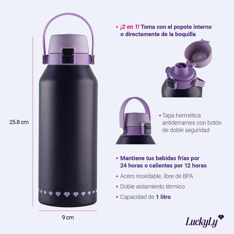 Termo LuckyLy Liza Morado Lila o Beige de Acero... image number null