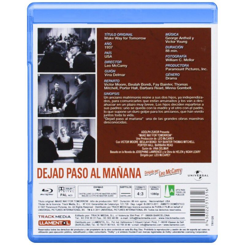 Dejad Paso Al Ma&ntilde;ana [blu-ray] (1937) Make Way ... image number null