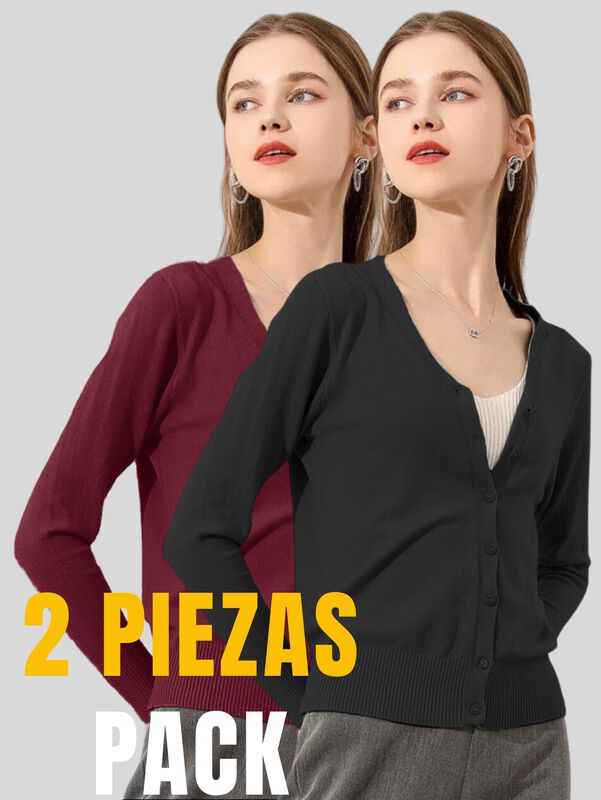 Set De 2 Suéter Abierto de Mujer con Detalles e... image number null
