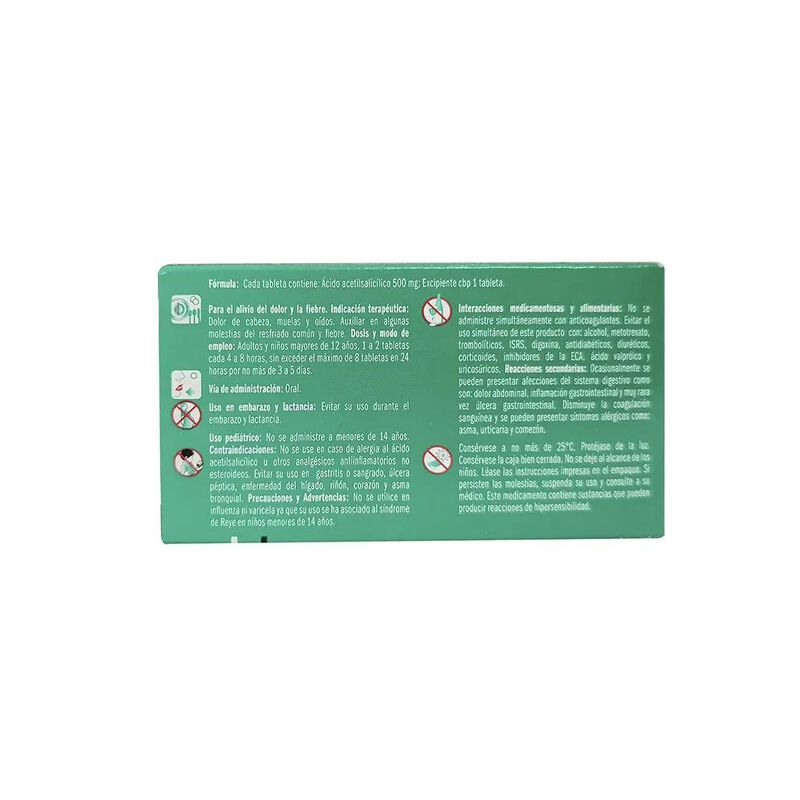 Aspirina 500 Mg 20 Tableta(s) image number null