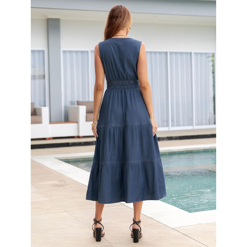 Vestido Berrygo de Mezclilla Maxi Corte A Sin M... image number null