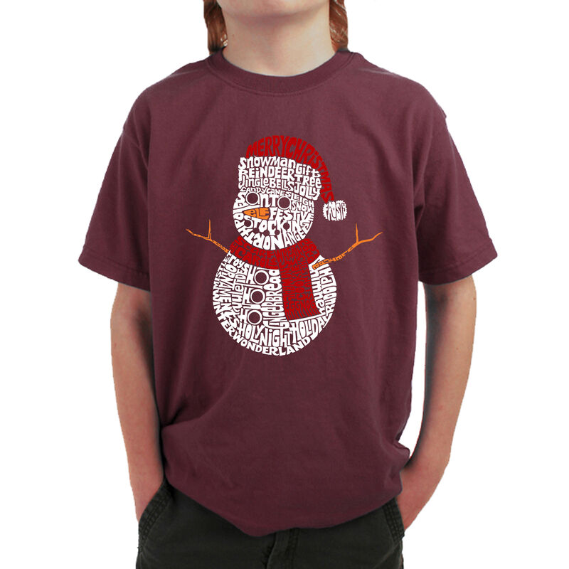 Camiseta Word Art Para Ni&ntilde;o - Mu&ntilde;eco De Nieve N... image number null