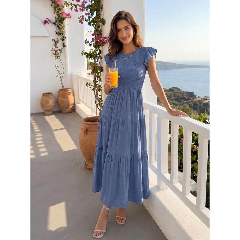 Vestido Midi Zesica Azul Polvo Talla Media Con ... image number null