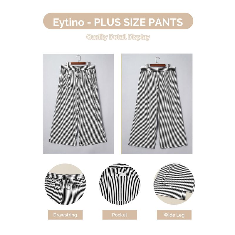 Pantalones Eytino Plus Size Rayas Cordon Casual image number null