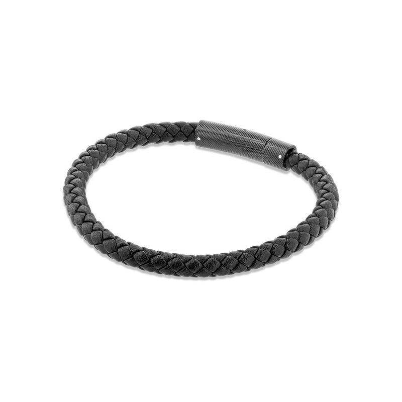 Pulsera De Acero Y Piel En Color Negro Para Cab... image number null