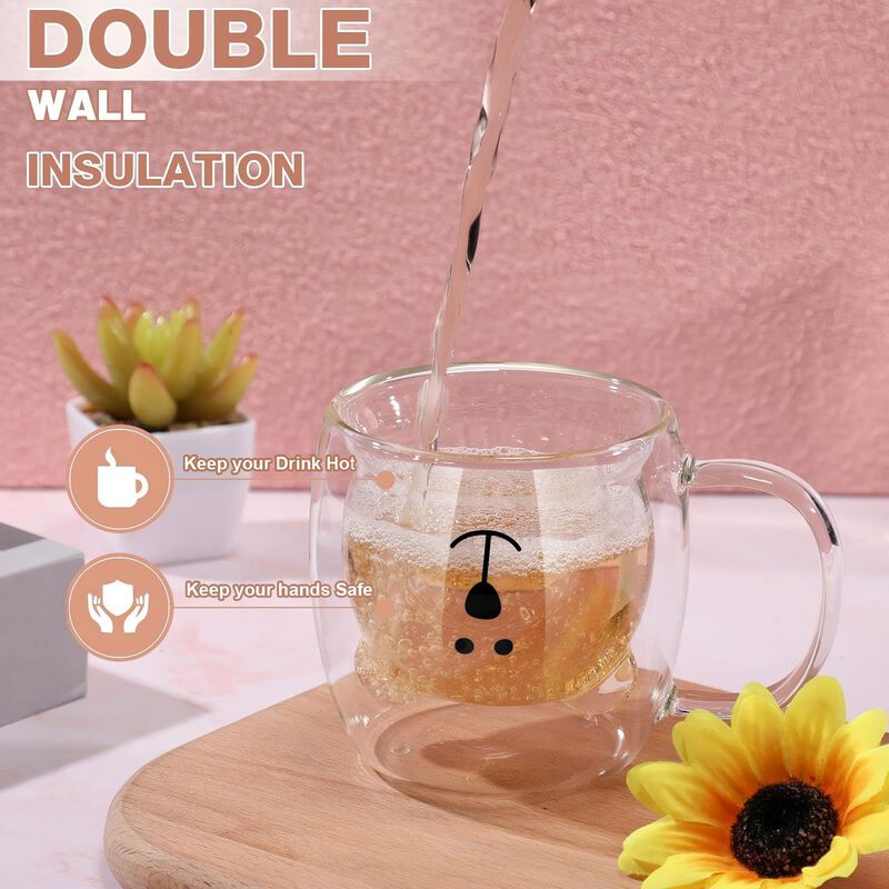 Taza De Vidrio Patelai Oso 250 ml Doble Pared C... image number null
