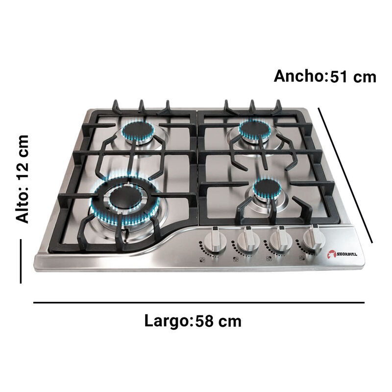 Estufa de acero inoxidable 4 quemadores Shorbul... image number null