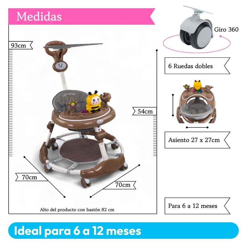 Andadera C/ Tapete Saltar&iacute;n Abeja Musical Mod. ... image number null