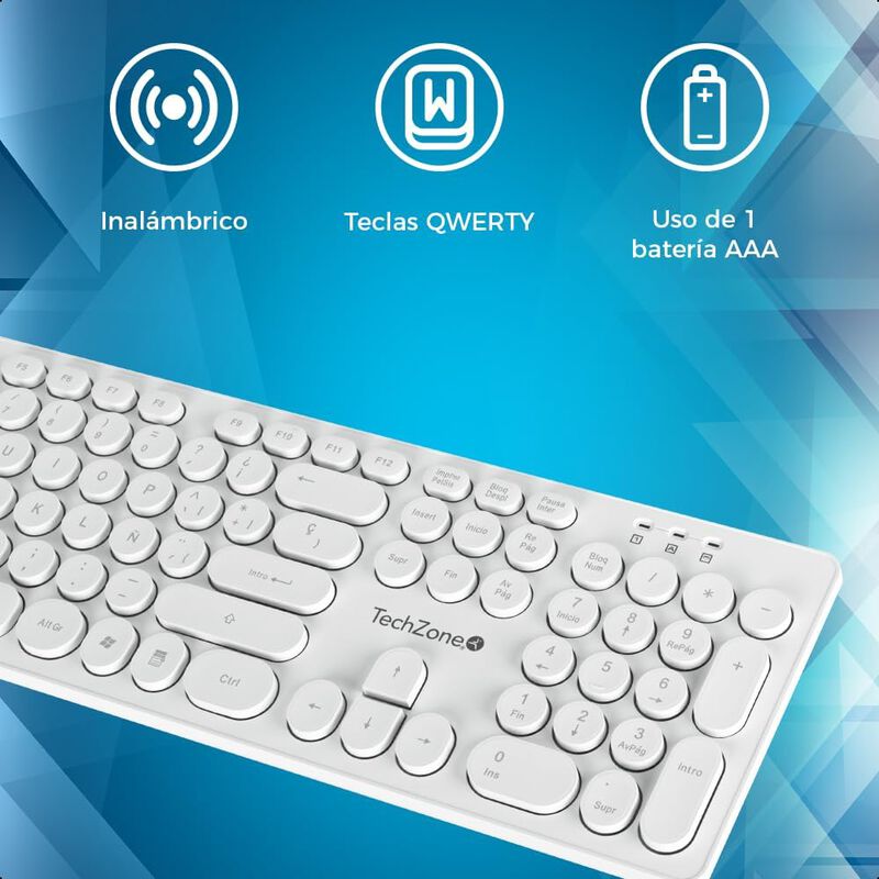 TechZone Pop Kit White Teclado y Mouse Inalámbr... image number null