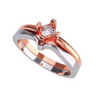 Anillo de Compromiso en Oro Rosa 14K con Circonia -  Talla:5.5/ FJ716-14R-CZ-55