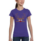 Camiseta Word Art Para Ni&ntilde;a - Reno Asom&aacute;ndose - Morado