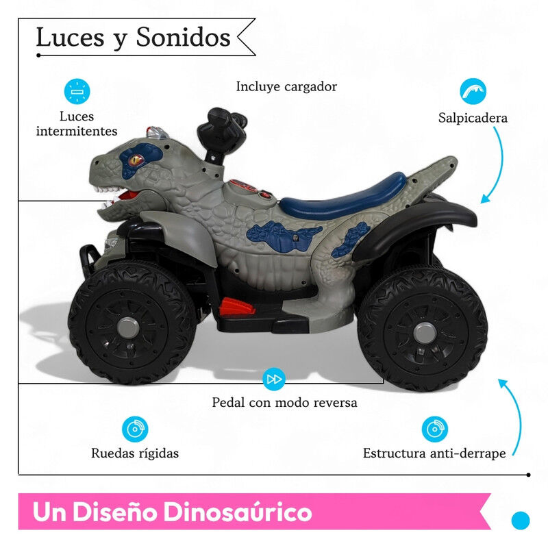 Cuatrimoto El&eacute;ctrica Infantil D/ Dinosaurio TEK... image number null