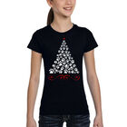 Camiseta Word Art Para Ni&ntilde;a - &Aacute;rbol De Navidad Con Huella - Negro