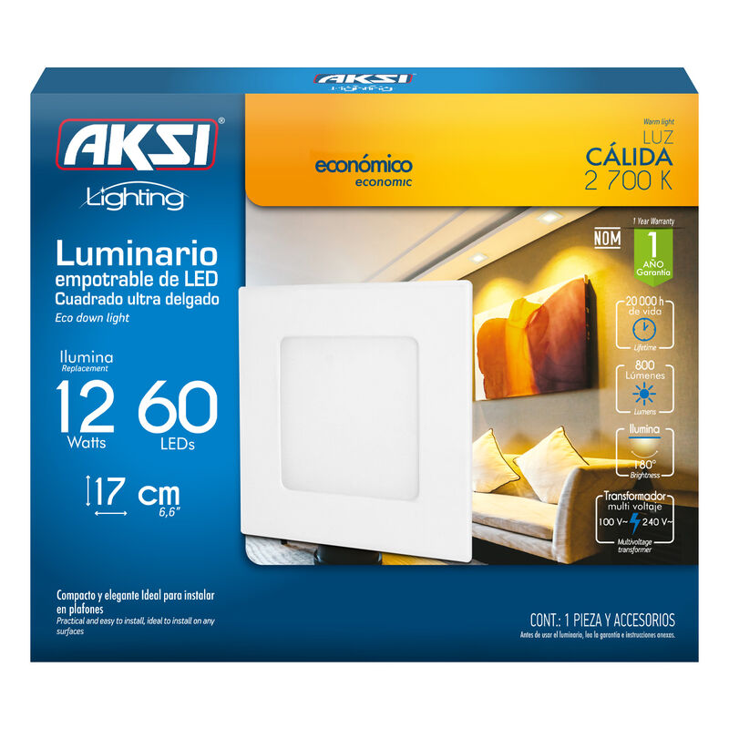 Pack de 6luminarios LED Aksi 12W Empotrable Cua... image number null