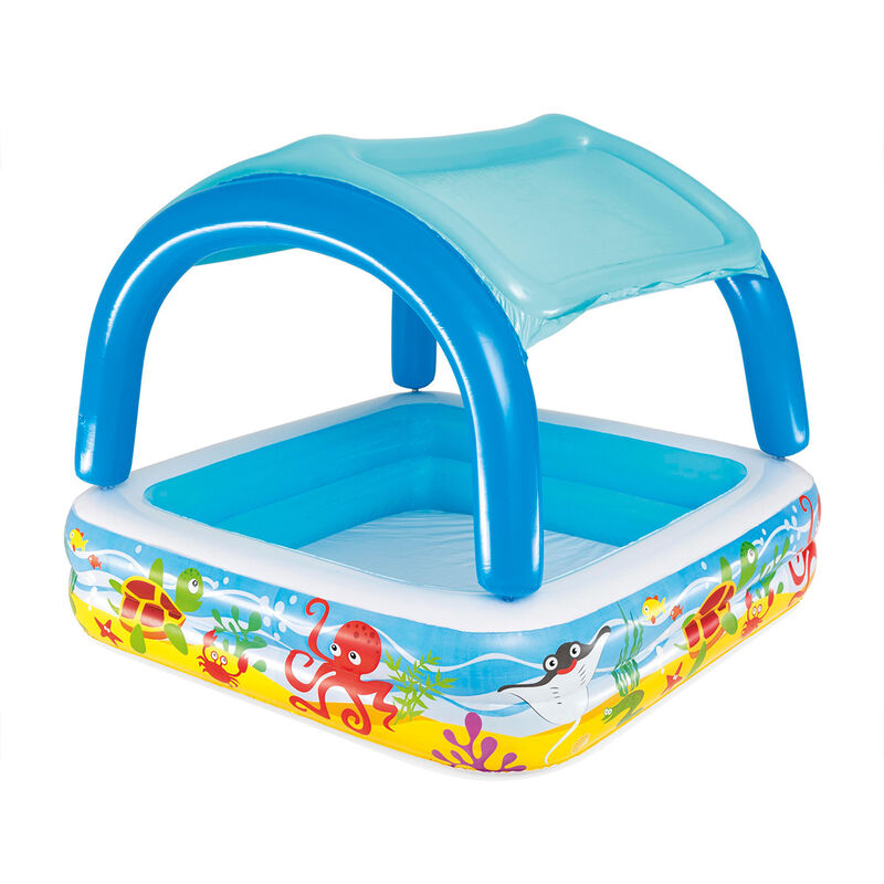 Alberca Inflable Cuadrada con Techo 2 Anillos D... image number null