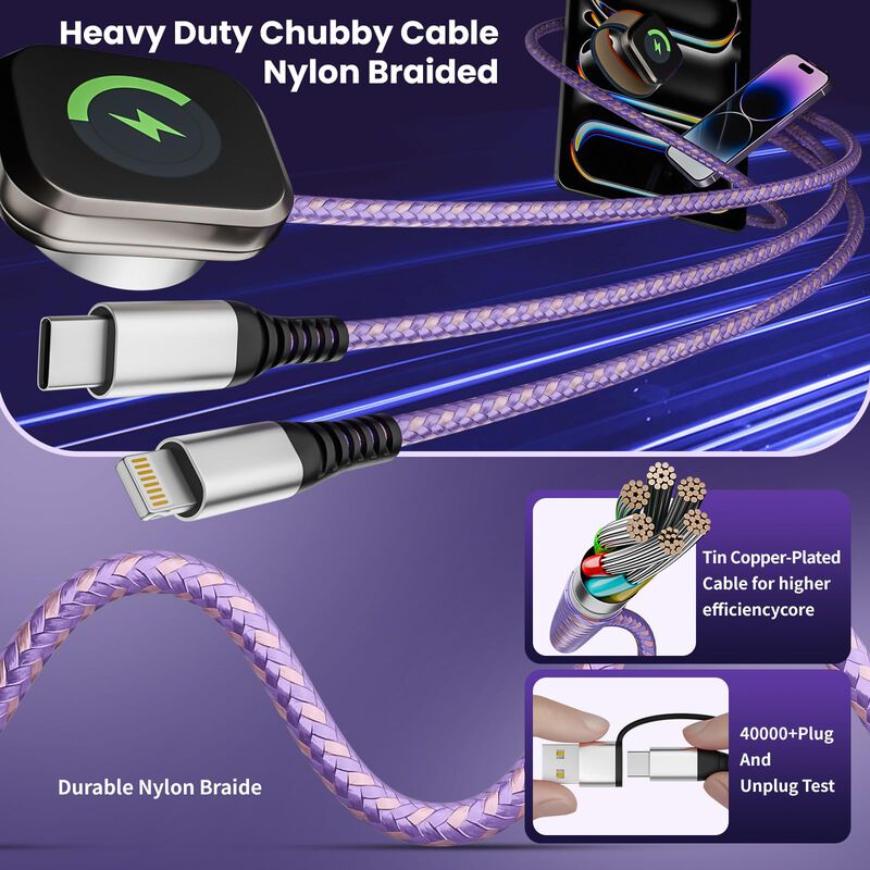 Cable de Carga Jogrytece 3-en-1 1.5m USB-C/Ligh... image number null