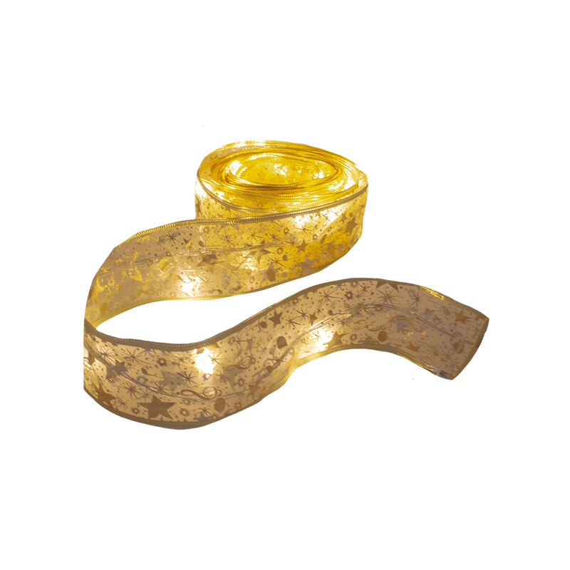 Liston Led Dorado Luz Amarilla Para &Aacute;rbol Navid... image number null