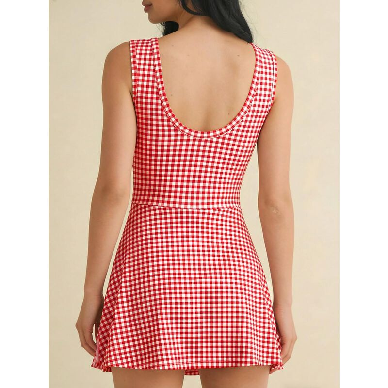 Vestido Mini Wenrine A Cuadros con Falda Skort image number null