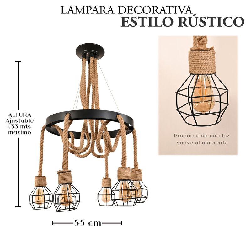 Lámpara Candil Colgante De Cuerdas Vintage image number null