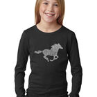 Camiseta De Manga Larga Word Art Para Ni&ntilde;a - Razas de Caballos - Negro