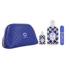 Set Orientica Luxury Collection Royal Bleu 4Pzs Fragancia 80Ml Edp Spray/ Perfumero Rellenable / Bolso De Dama/ 7.5Ml Edp