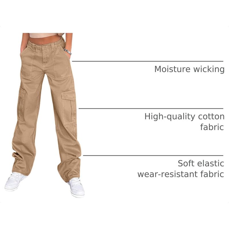 Pantalones Cargo Lepunuo Mujer Caqui, Pierna An... image number null