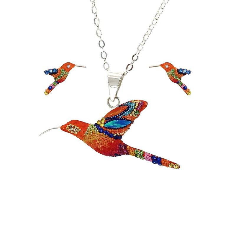 Collar y Aretes de Mujer Plata .925 Colibr&iacute; Zve... image number null