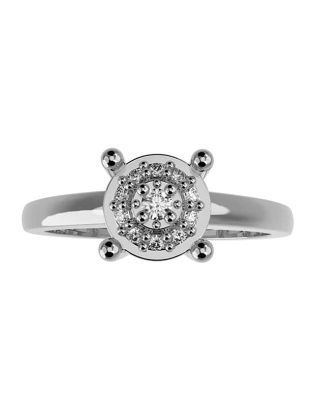 Anillo de Compromiso en Oro Blanco 10K con Circ... image number null