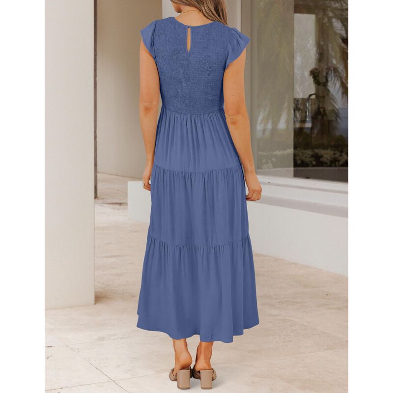 Vestido Midi Zesica Azul Polvo Talla Media Con ... image number null