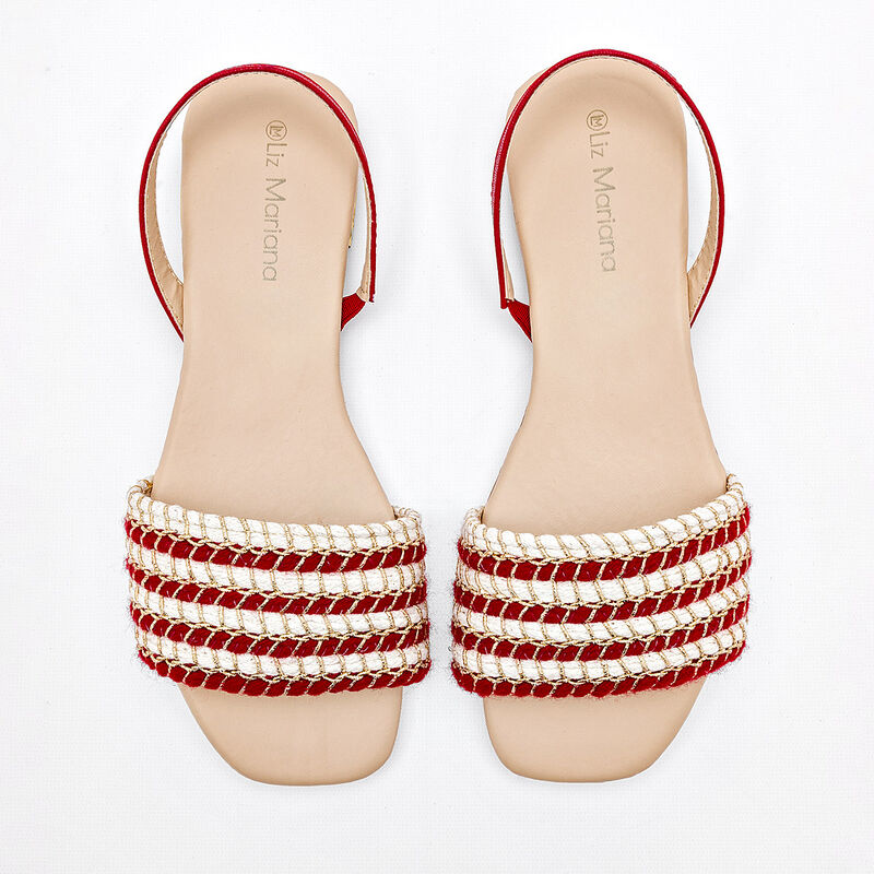 Liz mariana Sandalia para mujer rojo blanco oro image number null