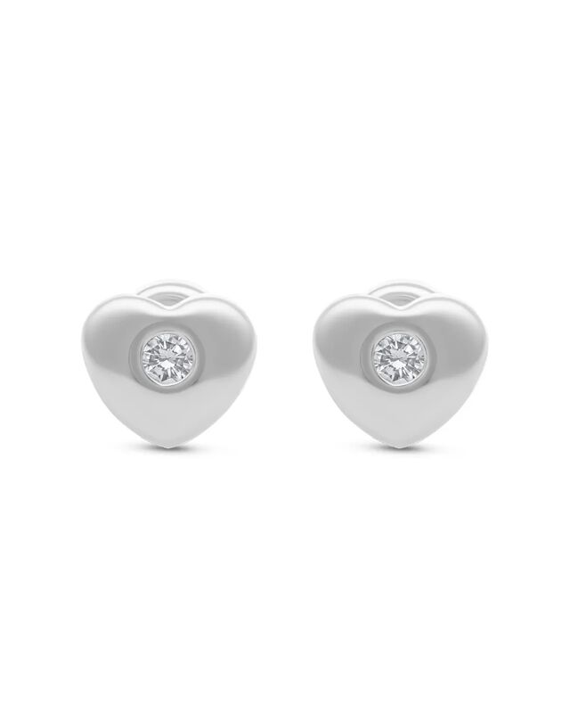 Broqueles De Corazon En Oro Blanco 14k Con 6.5p... image number null