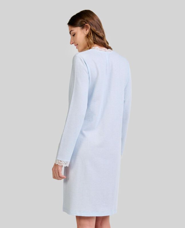 Camis&oacute;n Lencero con Escote en Pico y Manga Larg... image number null