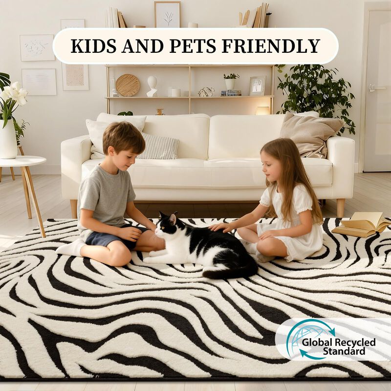Alfombra Yihouse 122x183 Cm Negro Y Blanco Lava... image number null