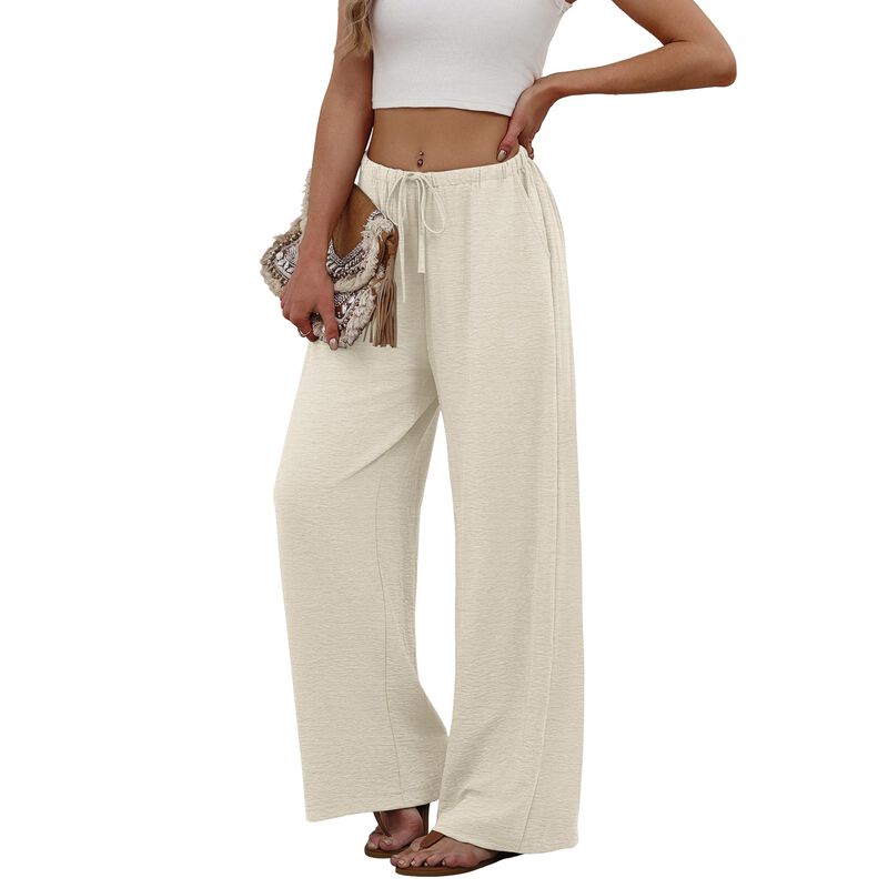 Pantalones Sampeel de Lino Sueltos Crema Blanco... image number null