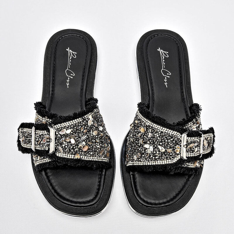 Been Class sandalia piso para mujer negro plata... image number null