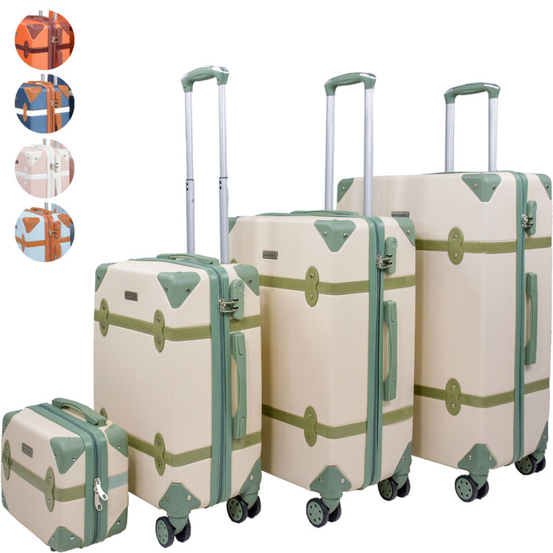 Set 4 Maletas Vintage Beige Retro Tipo Baul image number null