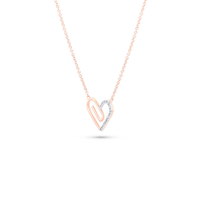Gargantilla Coraz&oacute;n Oro Rosa 14k Con Diamantes ... image number null