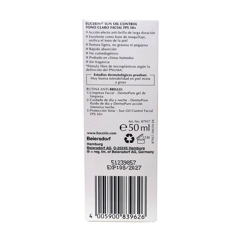 Eucerin Oil Control Tinted Fps50+ Toque Seco To... image number null