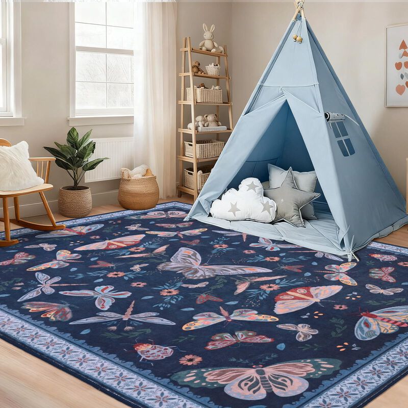 Alfombra Bleum Cade 244x152 Cm Mariposa Azul La... image number null