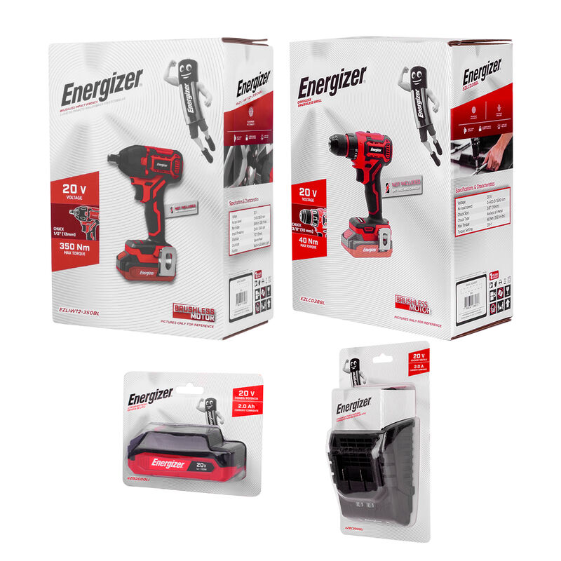 Energizer Kit Taladro y Llave Impacto 20v Sin C... image number null