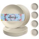 Platos de Cena Homienly, Juego de 8, 25cm, Color Beige, Fibra de Paja de Trigo