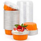 Vasitos Desechables Para Hornear Beasea 235ml, Paquete de 100, Naranja con Tapas