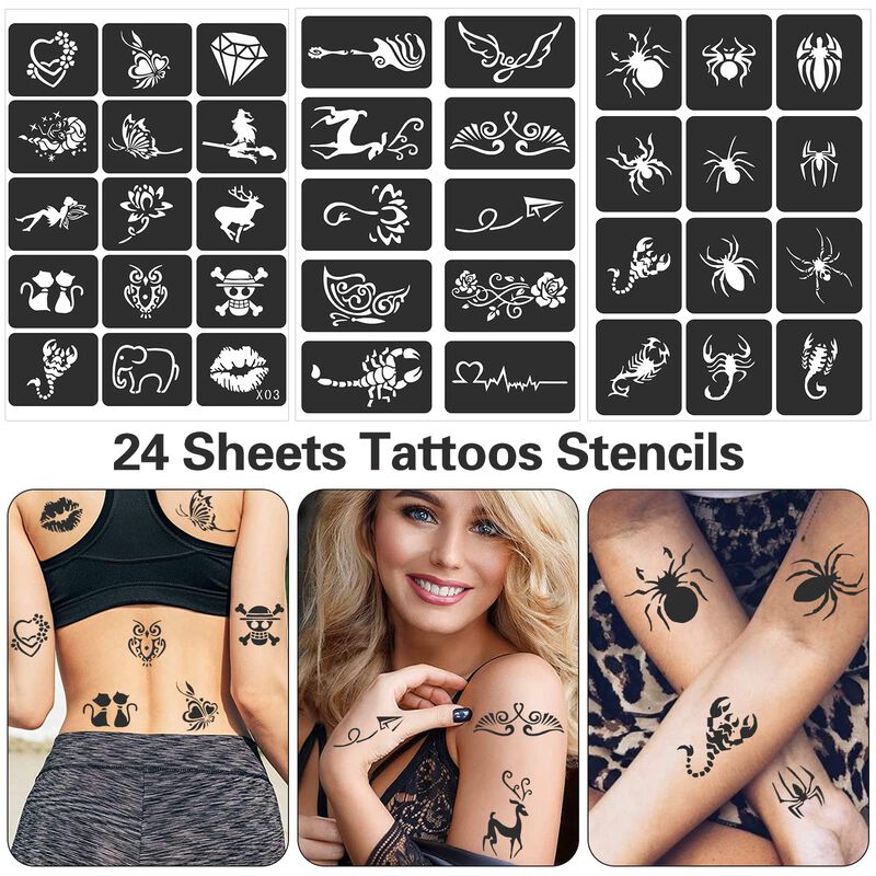 Kit De Plantillas De Tatuaje Fanost, 24 Hojas C... image number null