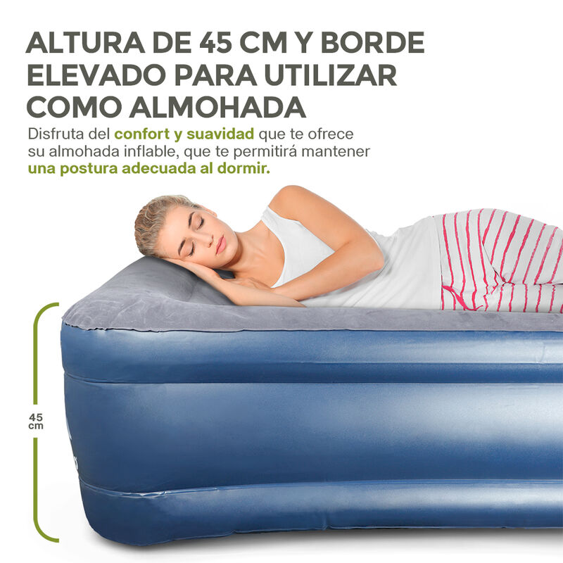 Colchón Inflable Matrimonial Doble Altura con B... image number null