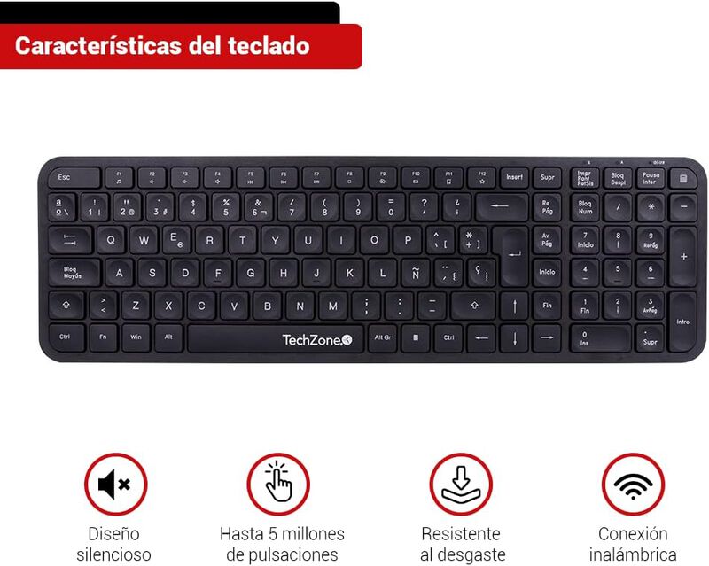 TechZone Pop Kit Black Teclado y Mouse Inalámbr... image number null