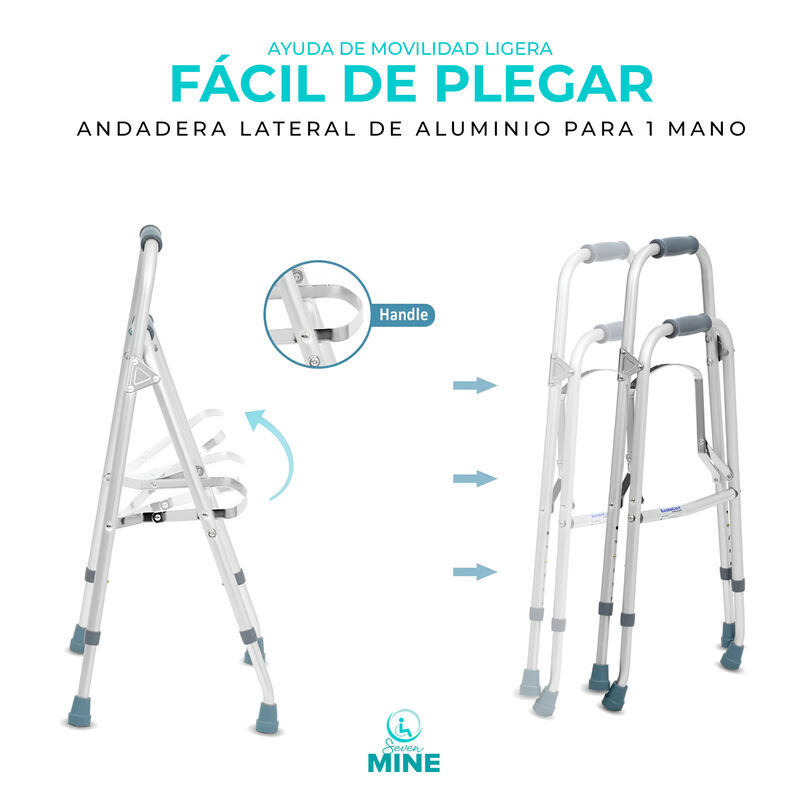 Andadera Lateral Aluminio 1 Mano | Ergon&oacute;mica image number null