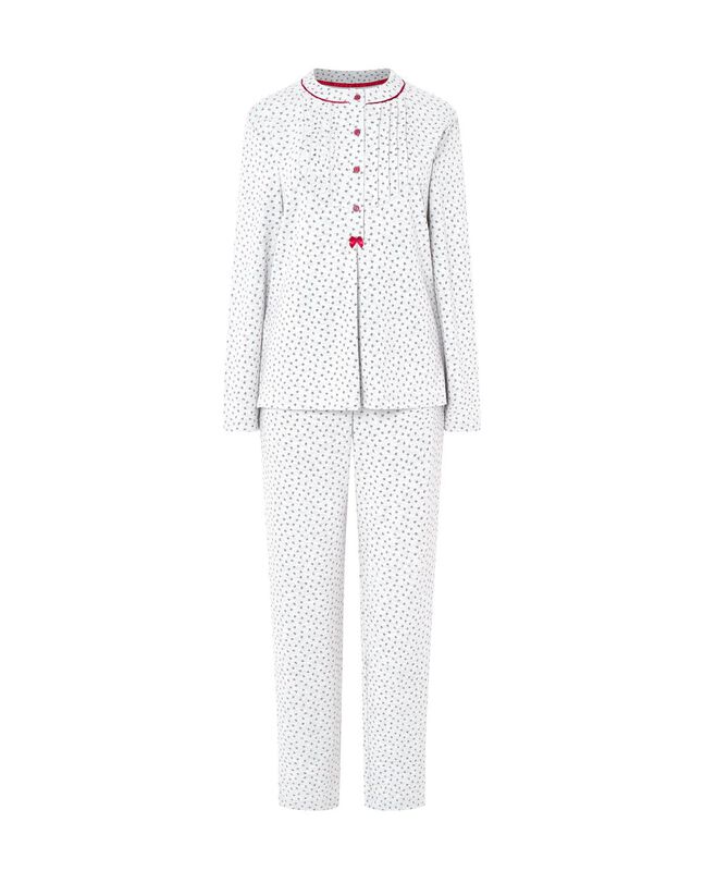 Pijama Largo Floreado para Mujer Rojo image number null