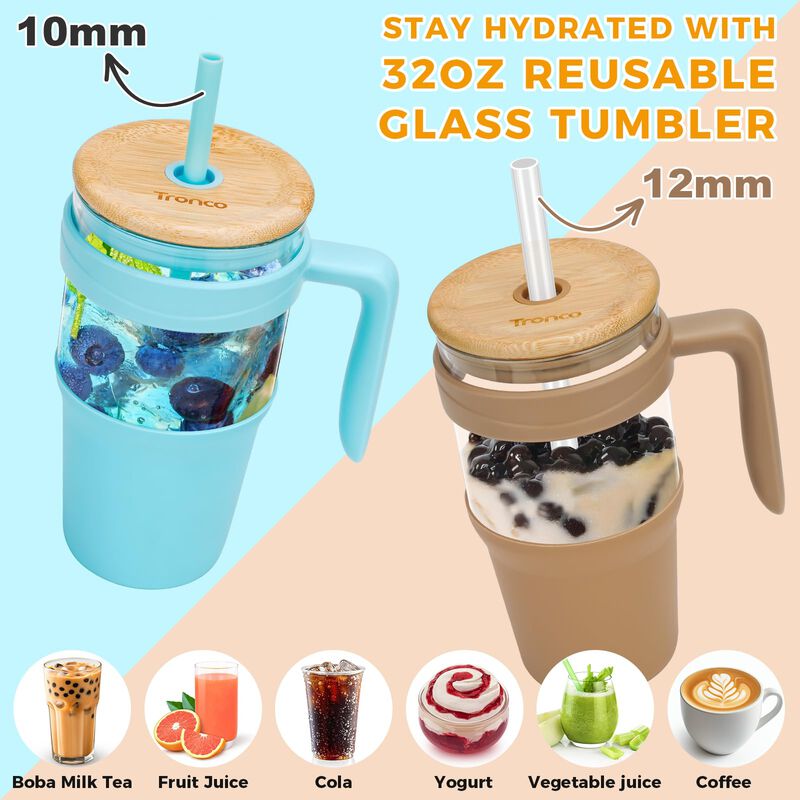 Vaso De Vidrio Tronco 950 ml Con Asa Color Crem... image number null