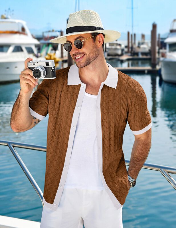 Camisa Coofandy De Punto Canal Con Botones Y Ma... image number null